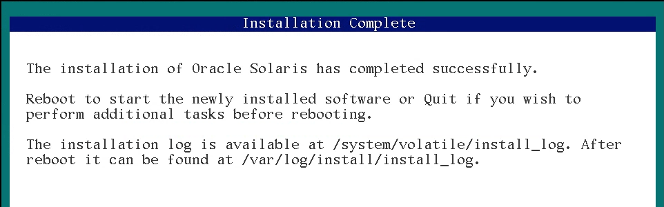 Solaris Install Complete